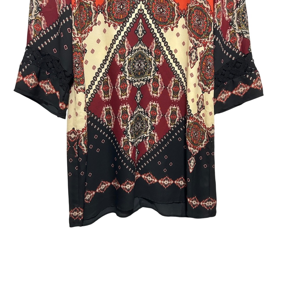 Fig and Flower Womens Boho Chic Shift Dress L Multicolor Crochet Lace Paisley - Picture 4 of 10